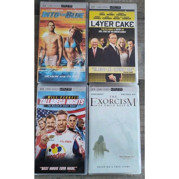 Lot Of 4 UMD PSP Movies Talladega, Into The Blue, Layer Cake, The Exorcism Emily - Picture 1 of 16
